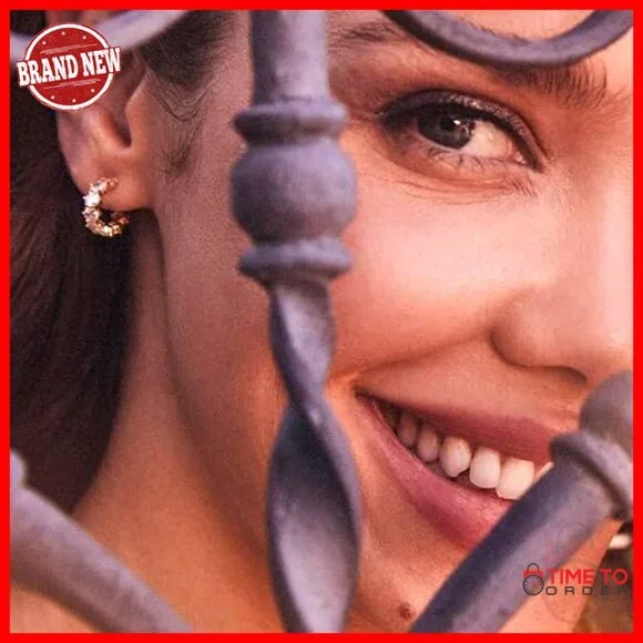 Crystal Huggie Earrings, 14K Gold Plated Brass, Post Closure, Dainty Jewelry - Picture 2 of 5